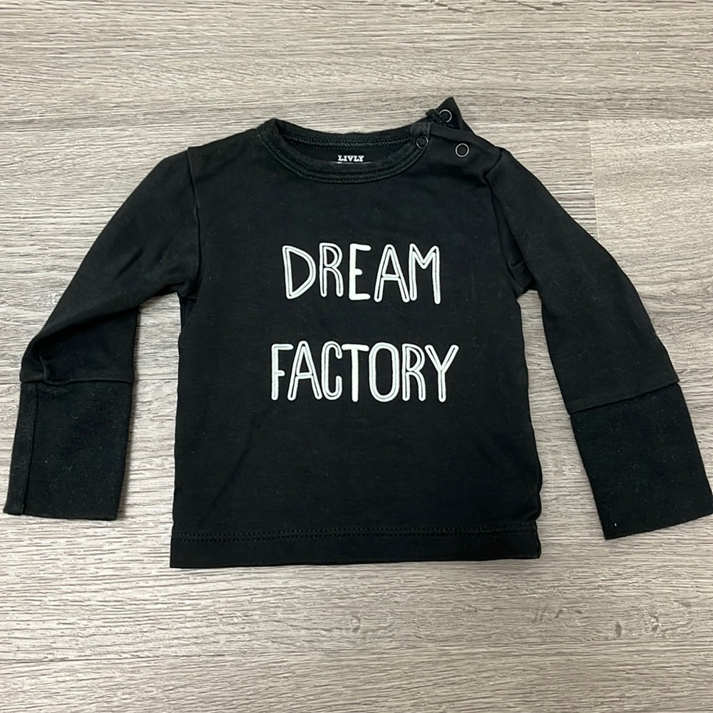 Livly Baby “Dream Factory” Long Sleeve Black Shirt - size 1-3 months